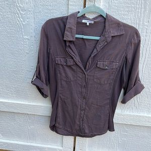 James Perse size 3 roll sleeve camp shirt